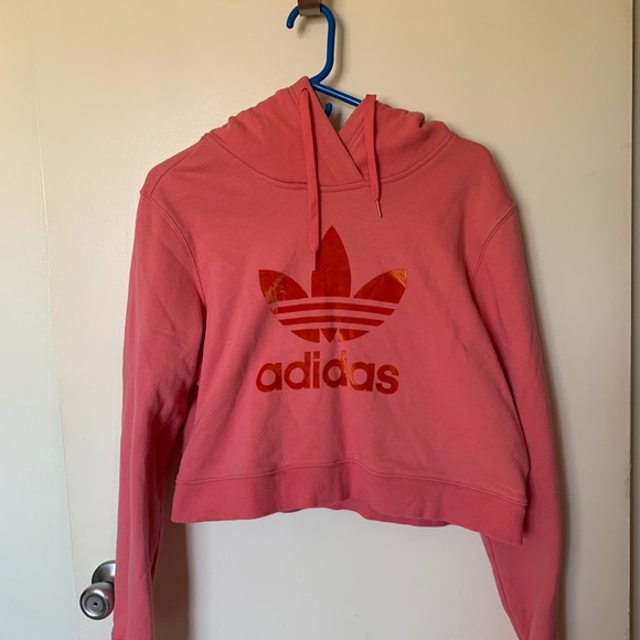 pink adidas crop hoodie